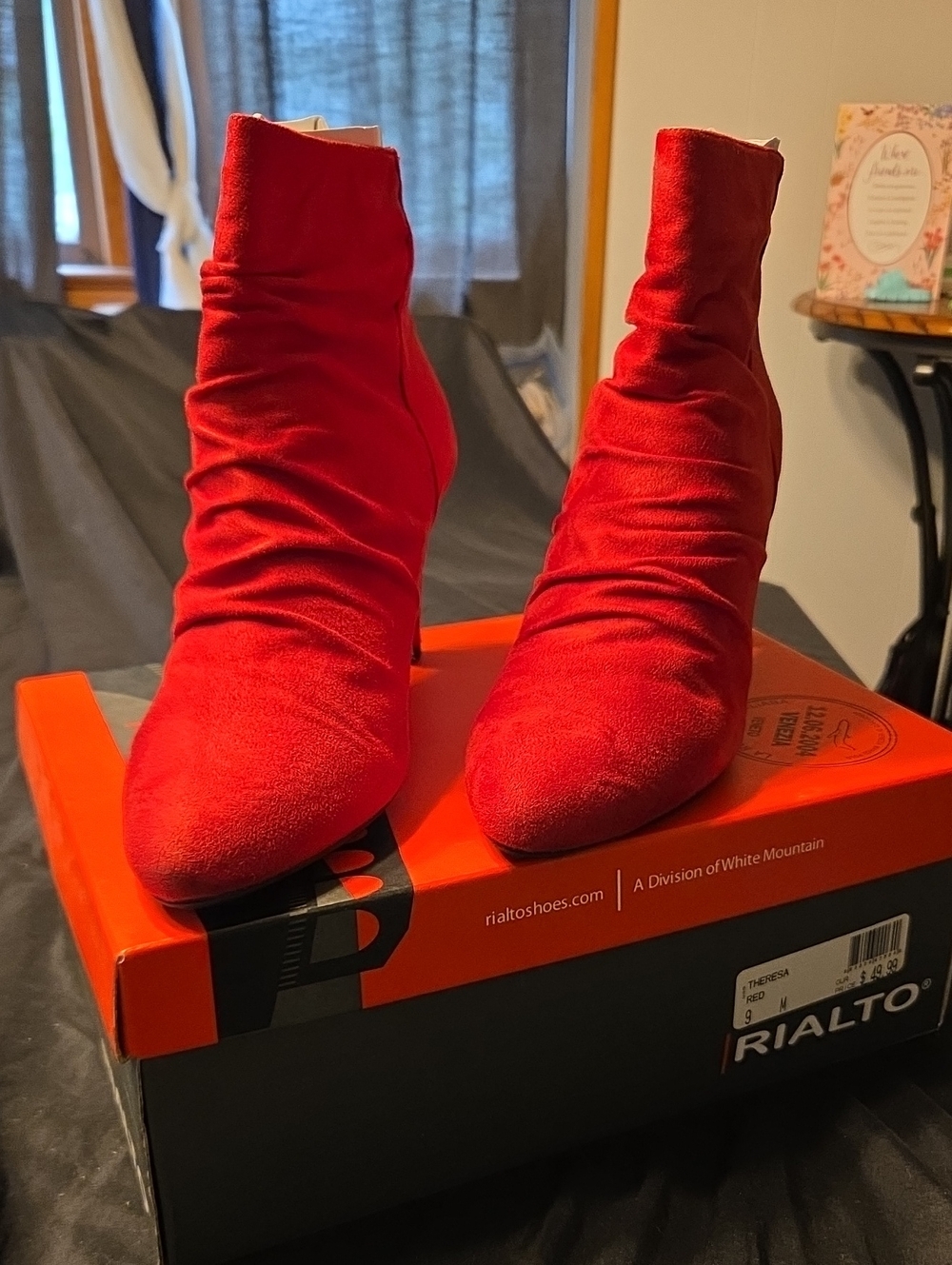 Rialto Red Suede Slouch Ankle Booties